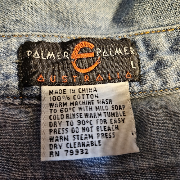 Vintage 1980's Embroidered LS snap front denim shirt - Picture 3 of 5